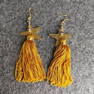 Karola & Co. Tassel Earrings Women’s Gold Star Charm Beaded Statement Chic